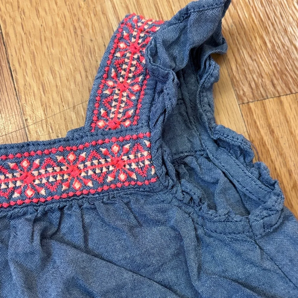 OshKosh Chambray Tank with Coral Embroidery